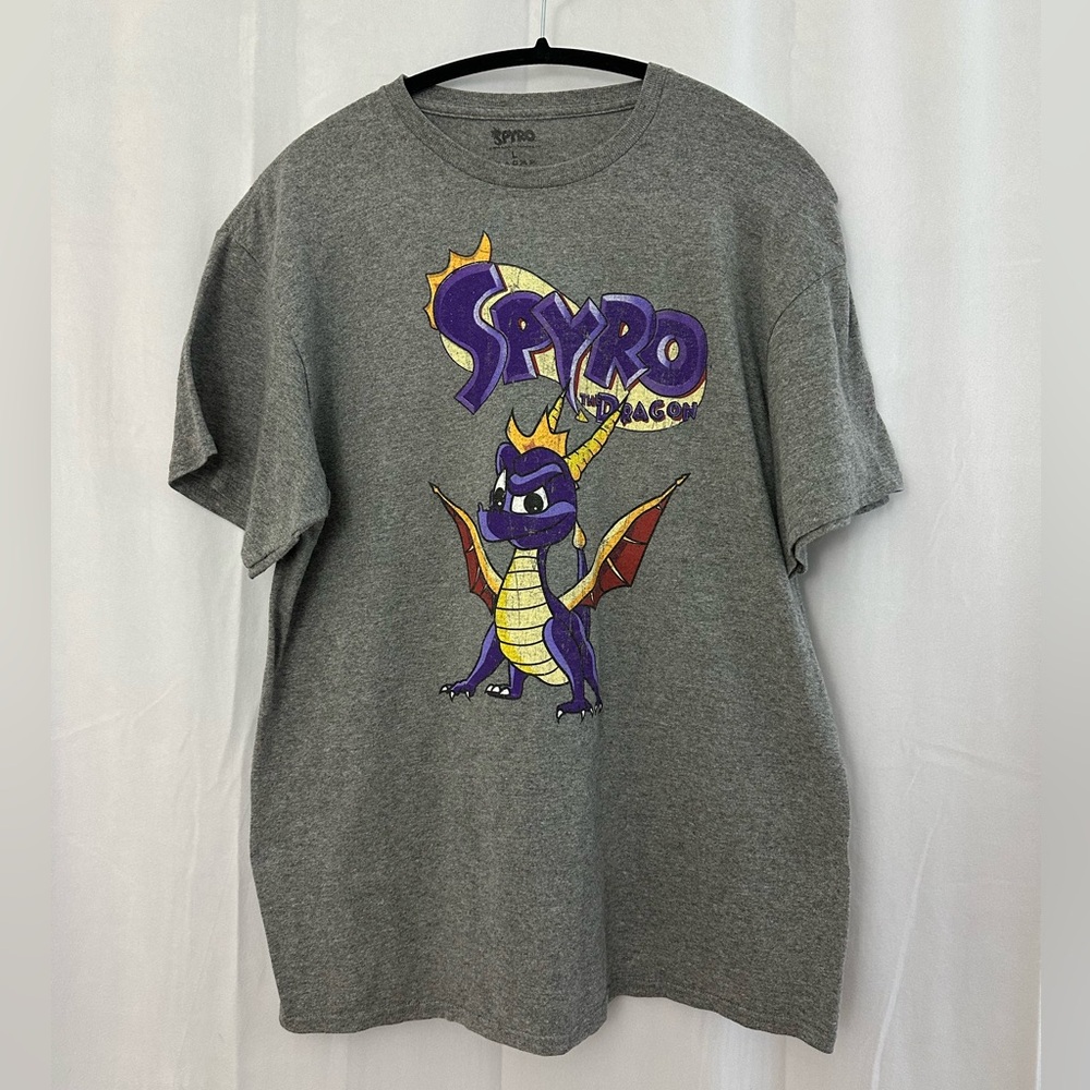 Spyro the Dragon Gray Graphic Tee Shirt Mens Size Large